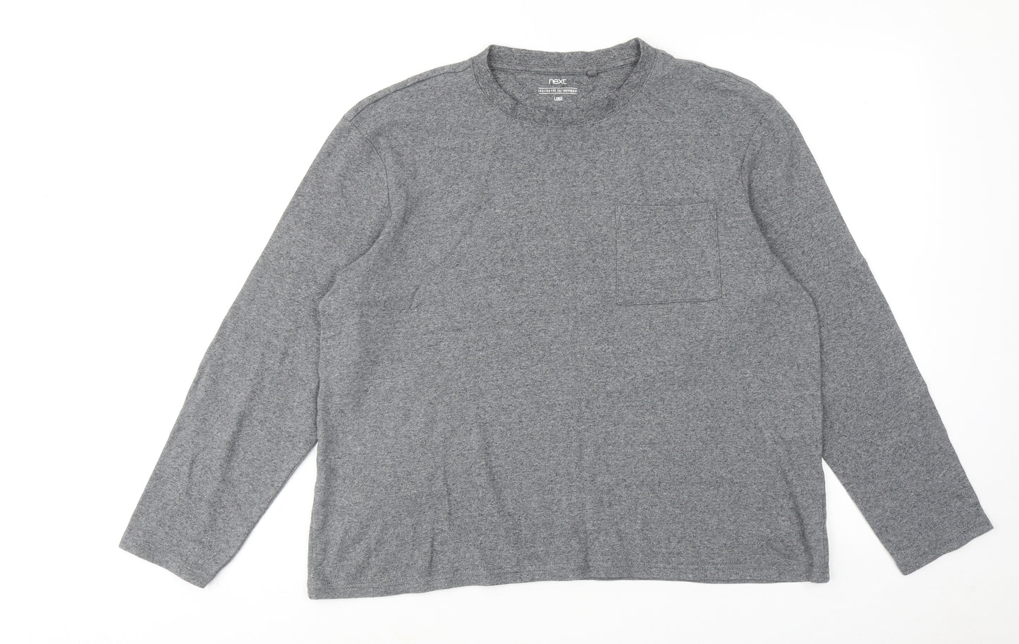 NEXT Mens Grey Cotton T-Shirt Size L Round Neck