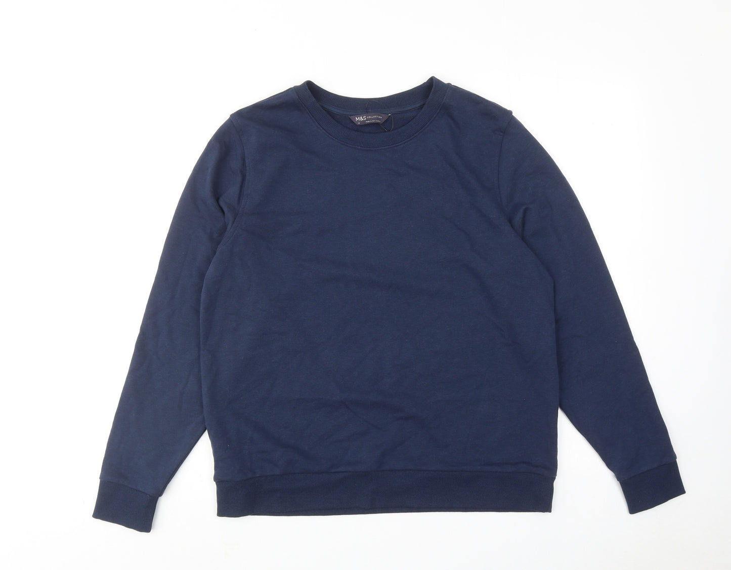Marks and Spencer Womens Blue Cotton Pullover Sweatshirt Size 14 Pullover