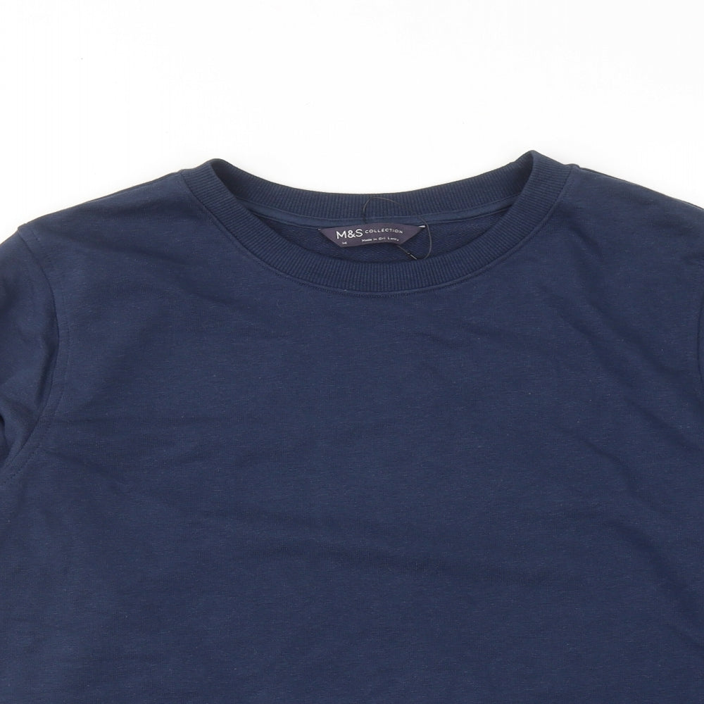 Marks and Spencer Womens Blue Cotton Pullover Sweatshirt Size 14 Pullover