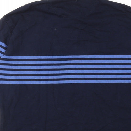Marks and Spencer Mens Blue Striped Cotton Polo Size M Collared Button