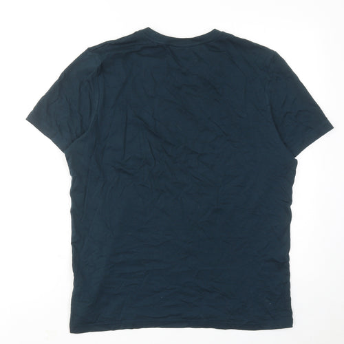 Marks and Spencer Mens Blue Cotton T-Shirt Size M Round Neck
