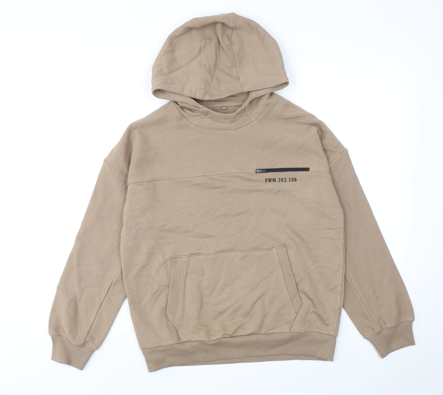 Marks and Spencer Boys Brown Cotton Pullover Hoodie Size 12-13 Years Pullover