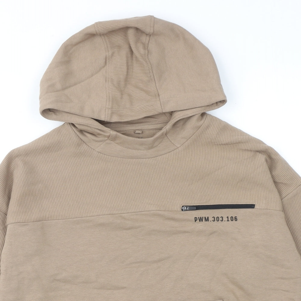 Marks and Spencer Boys Brown Cotton Pullover Hoodie Size 12-13 Years Pullover