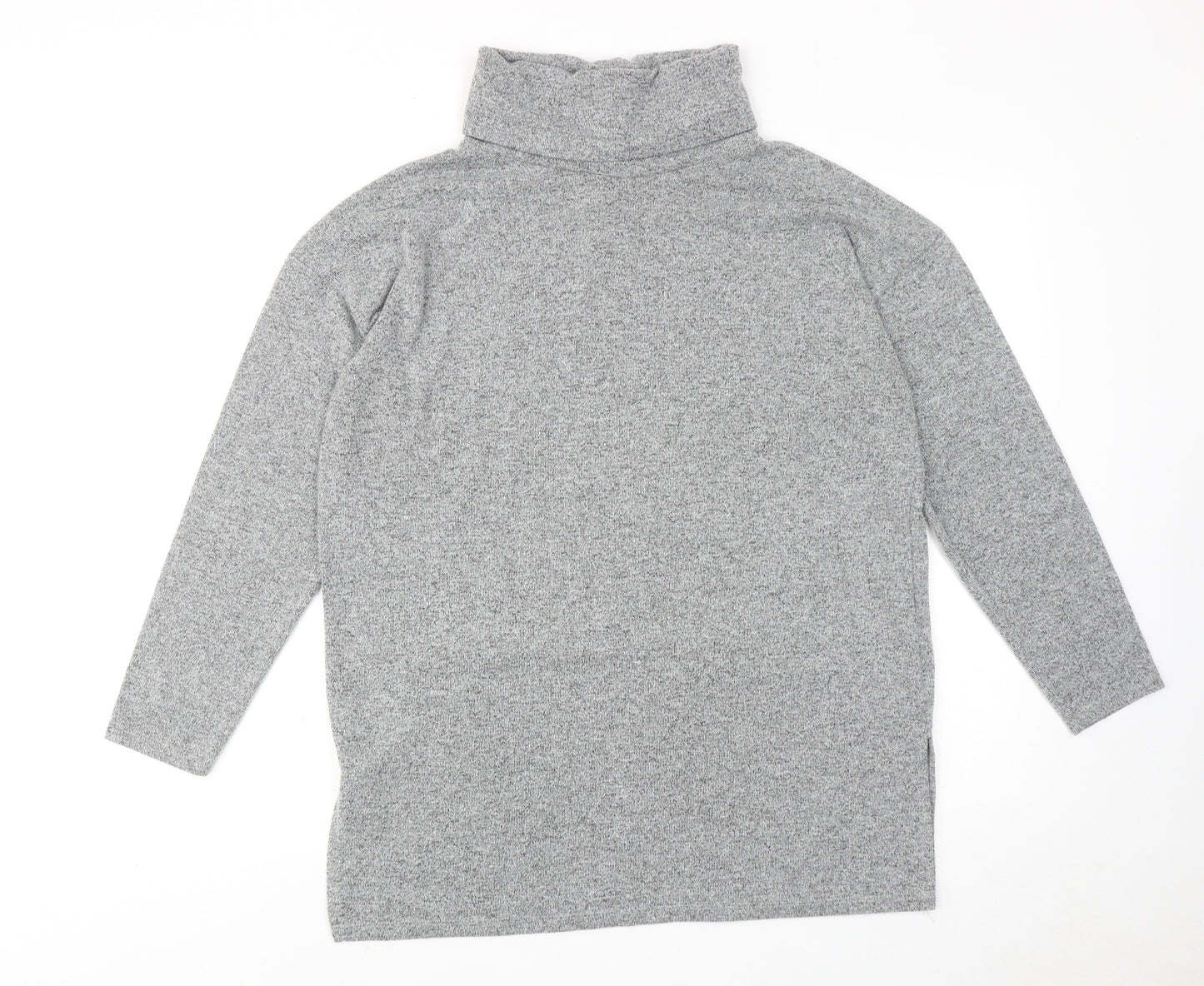 New Look Womens Grey Polyester Basic Blouse Size M Roll Neck