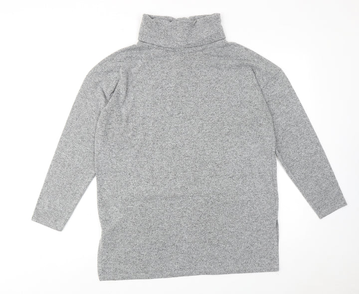 New Look Womens Grey Polyester Basic Blouse Size M Roll Neck