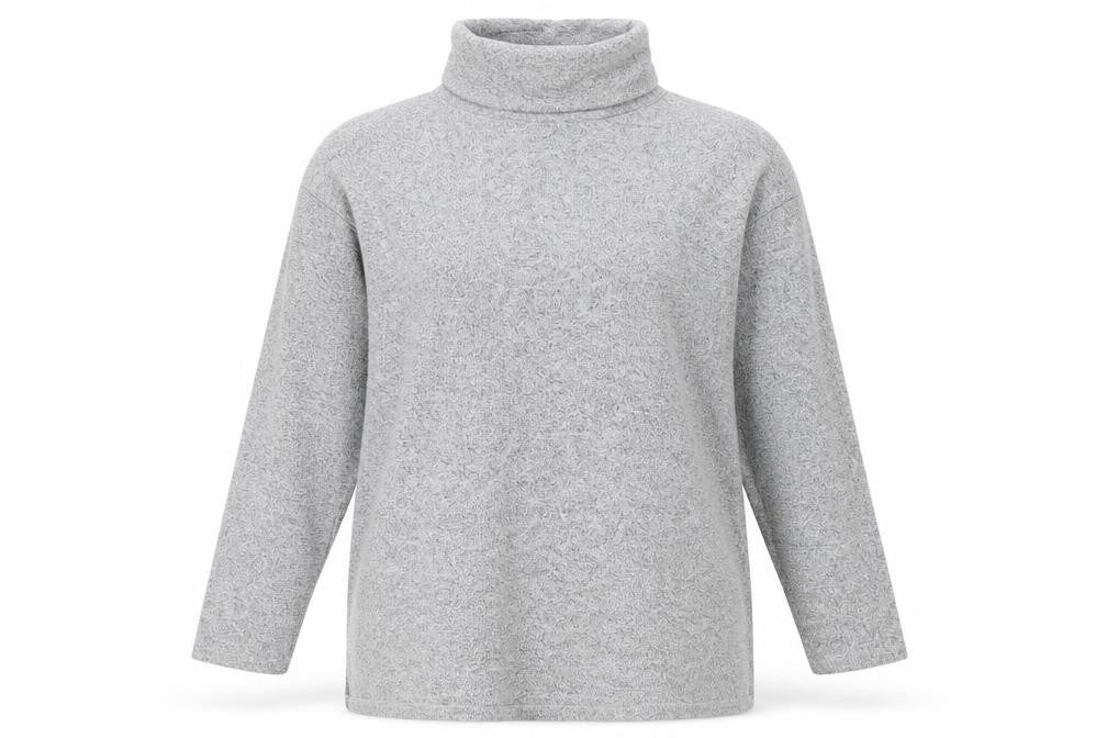 Front view of New Look women’s grey polyester basic blouse, size M, roll neck