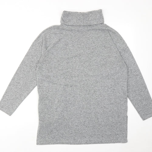 New Look Womens Grey Polyester Basic Blouse Size M Roll Neck