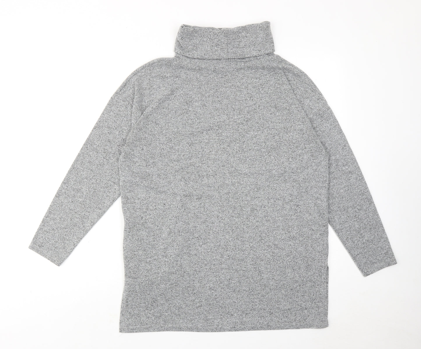 New Look Womens Grey Polyester Basic Blouse Size M Roll Neck