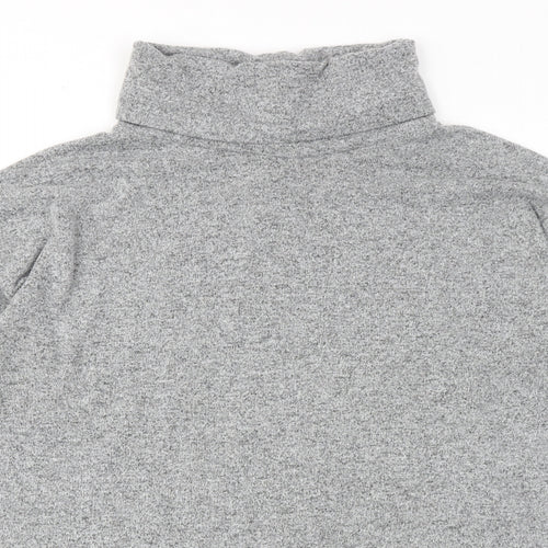 New Look Womens Grey Polyester Basic Blouse Size M Roll Neck