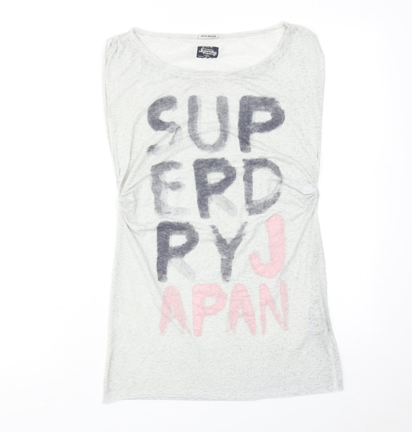 Superdry Womens Grey Polyester Basic T-Shirt Size M Boat Neck