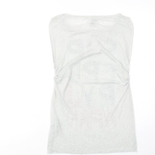 Superdry Womens Grey Polyester Basic T-Shirt Size M Boat Neck
