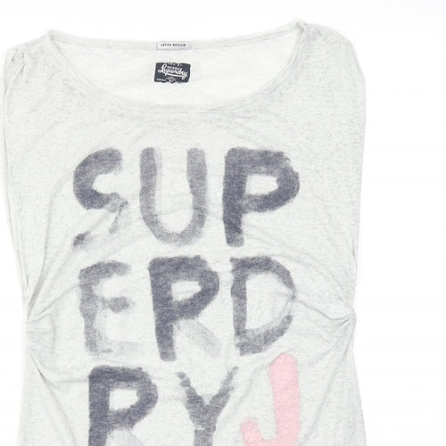Superdry Womens Grey Polyester Basic T-Shirt Size M Boat Neck
