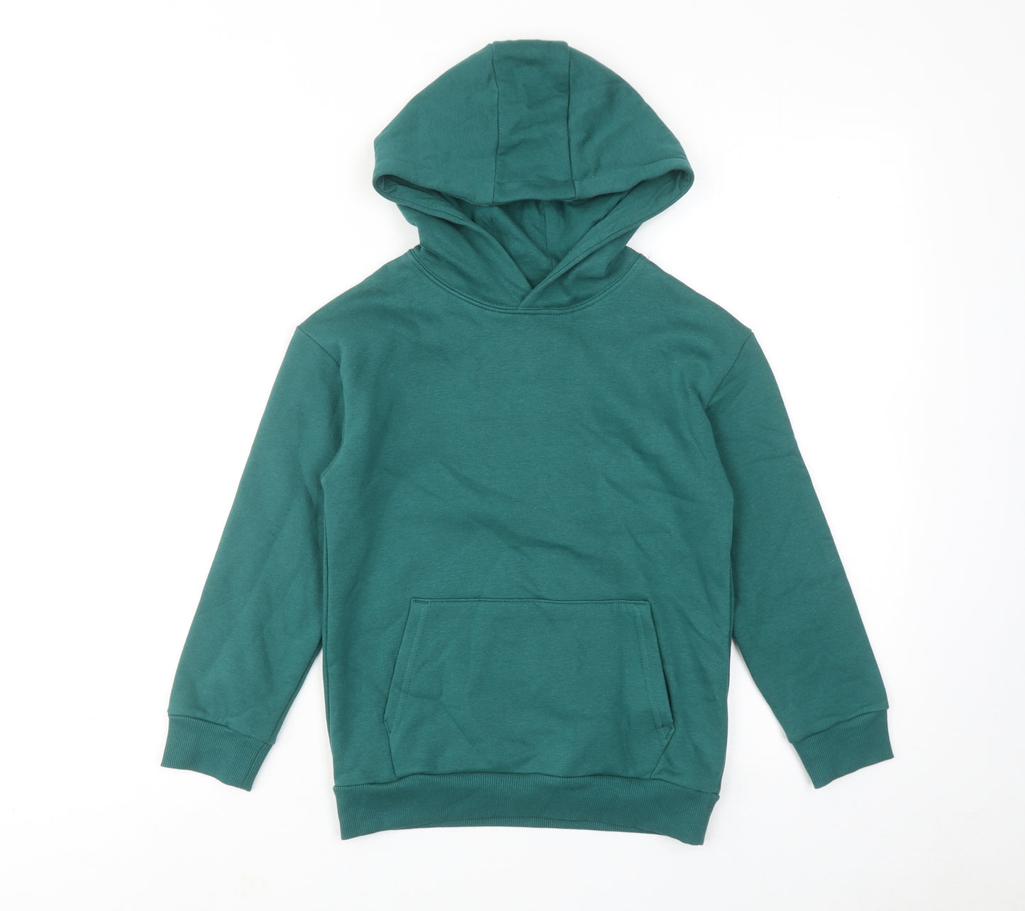 Marks and Spencer Boys Green Cotton Pullover Hoodie Size 7-8 Years Pullover
