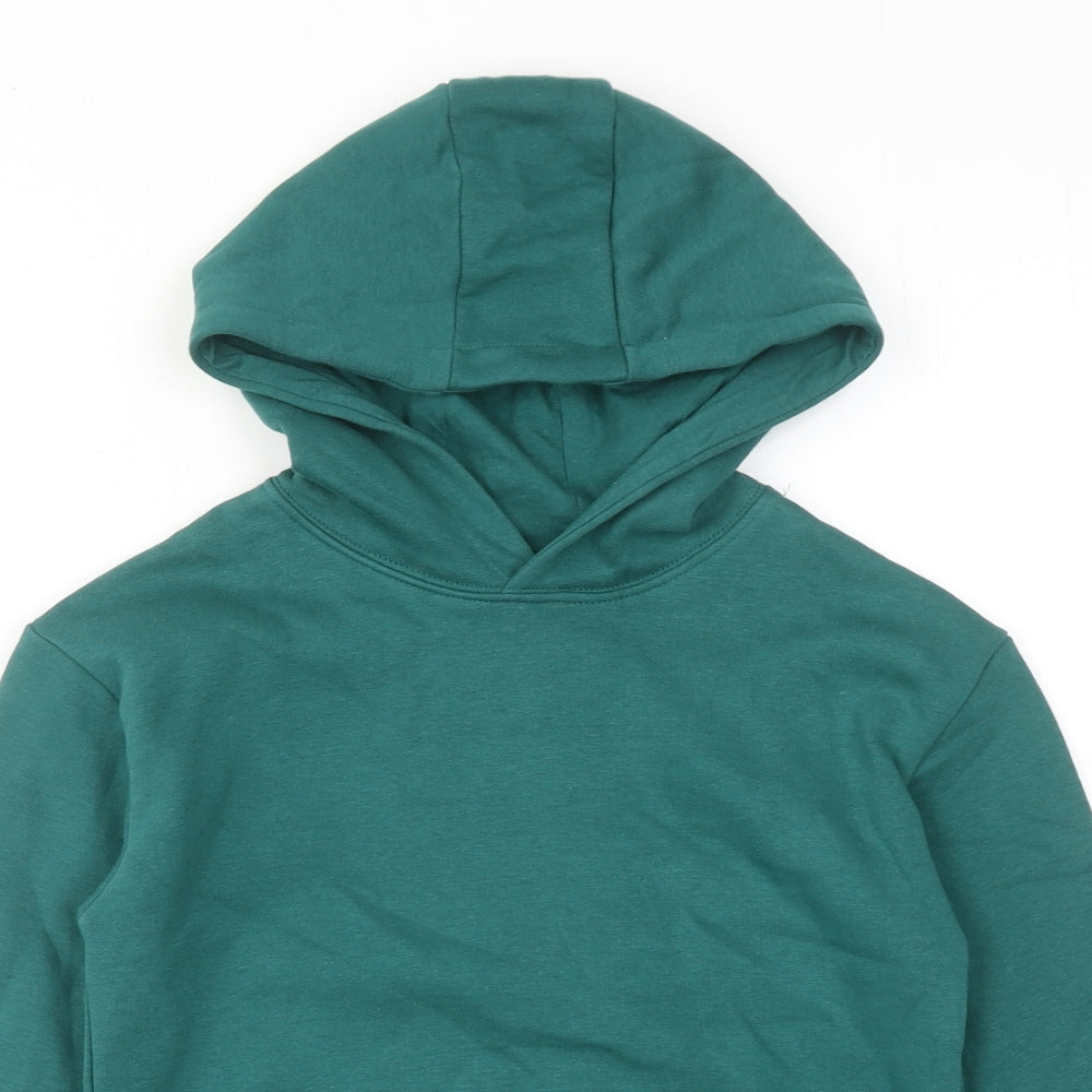 Marks and Spencer Boys Green Cotton Pullover Hoodie Size 7-8 Years Pullover