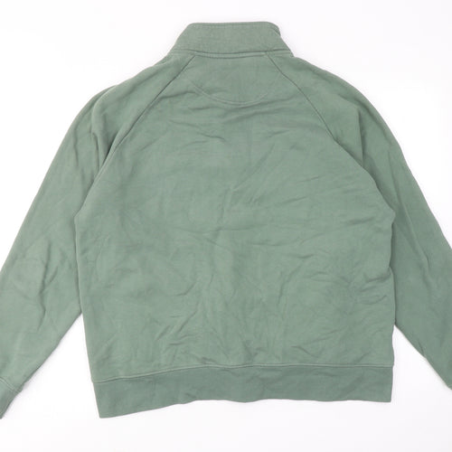 Marks and Spencer Mens Green Cotton Henley Sweatshirt Size L