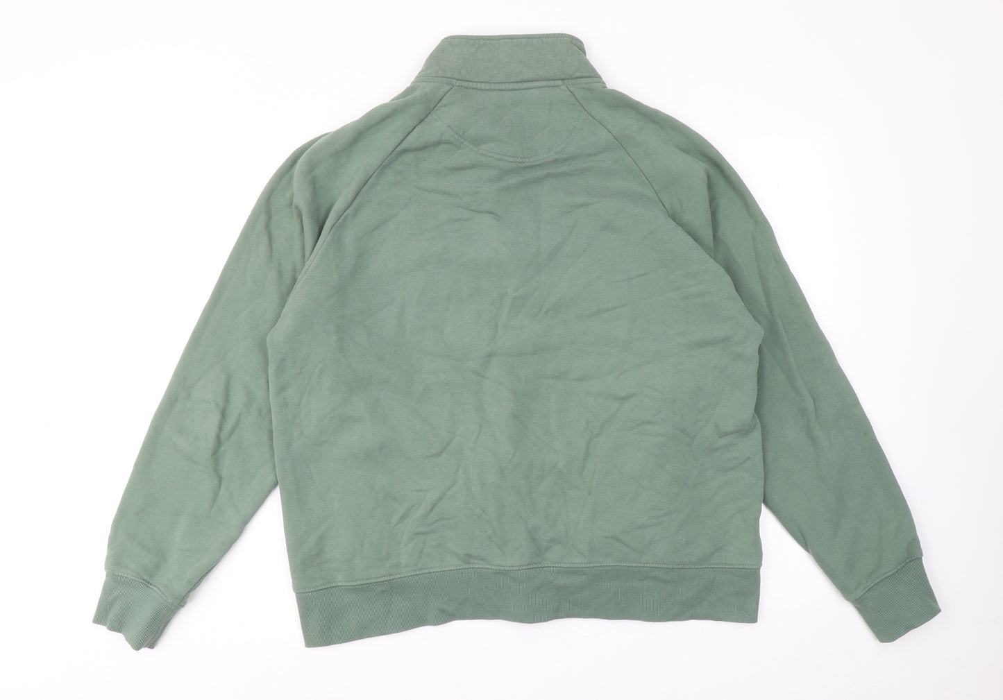 Marks and Spencer Mens Green Cotton Henley Sweatshirt Size L
