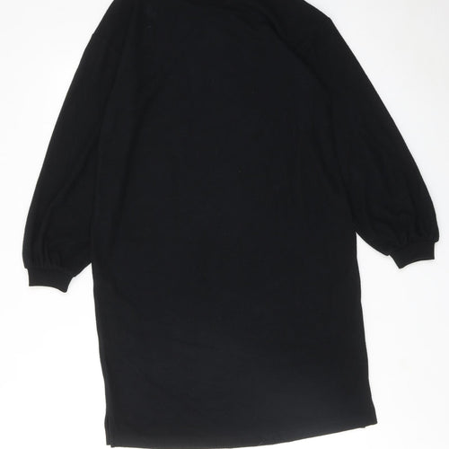 Marks and Spencer Womens Black Polyester A-Line Size 10 Round Neck Pullover