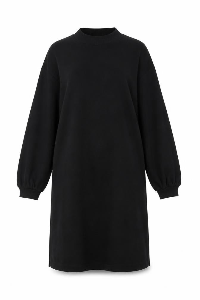 Front view of Marks & Spencer women’s black polyester a-line, size UK 10, round neck pullover