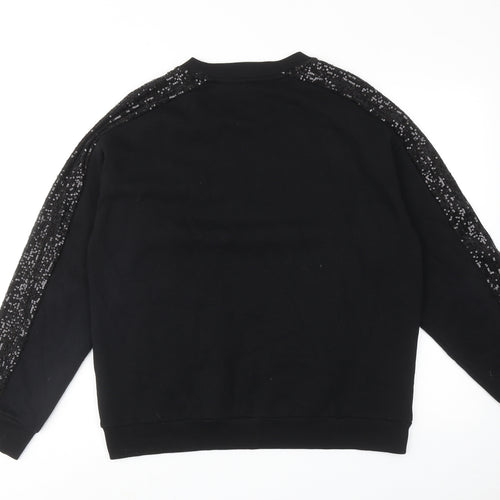 Marks and Spencer Womens Black Cotton Pullover Sweatshirt Size 14 Pullover