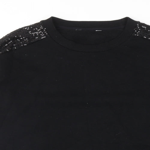 Marks and Spencer Womens Black Cotton Pullover Sweatshirt Size 14 Pullover