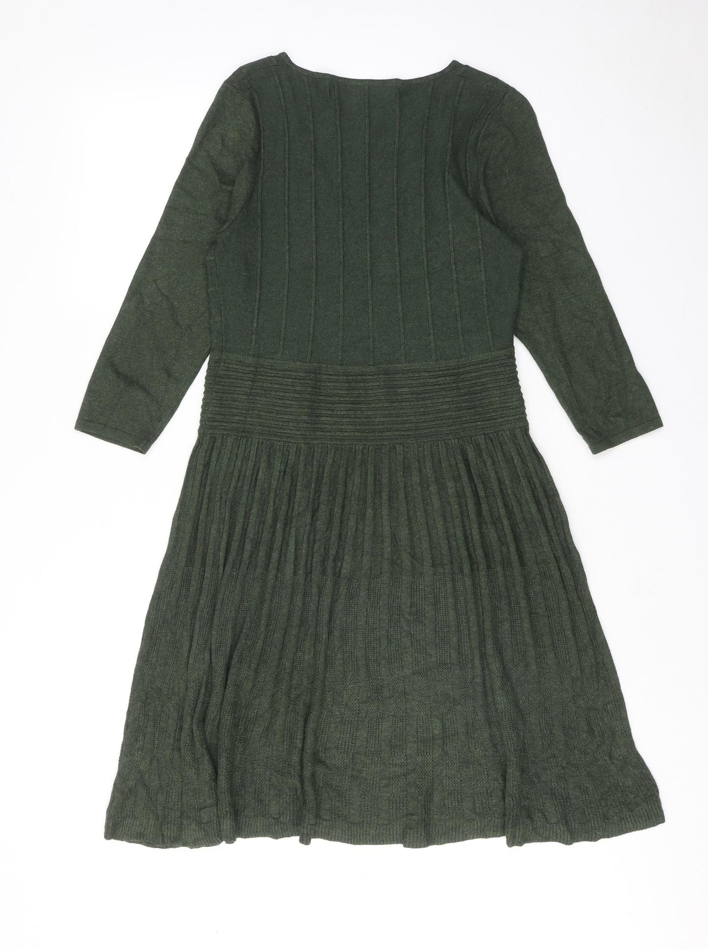 Marks and Spencer Womens Green Viscose A-Line Size M V-Neck Pullover