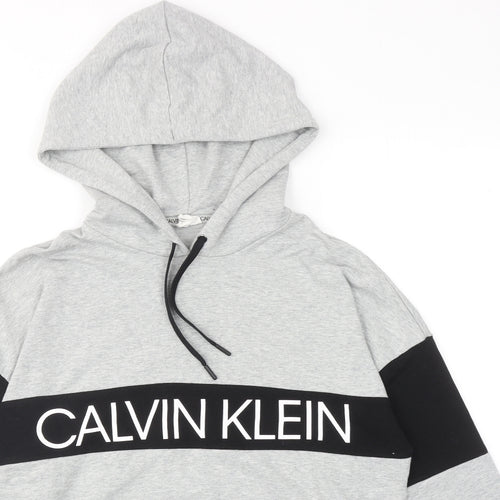 Calvin Klein Mens Grey Cotton Pullover Hoodie Size S