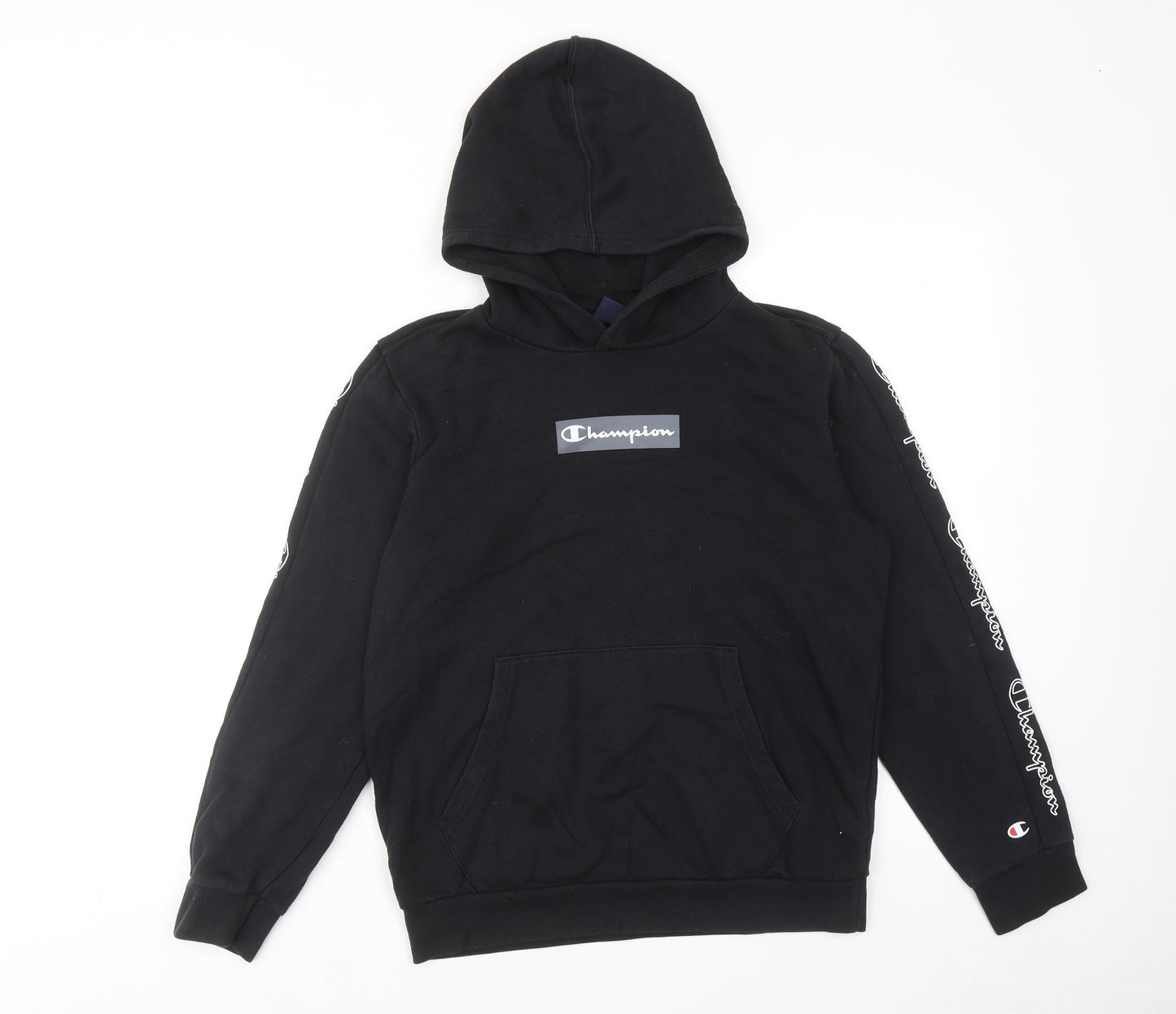 Champion Boys Black Cotton Pullover Hoodie Size 13-14 Years Pullover
