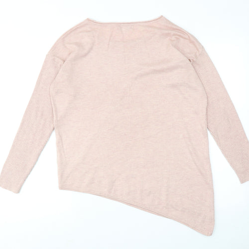 RJR.John Rocha Womens Pink Round Neck Polyester Pullover Jumper Size 12 - Asymmetric