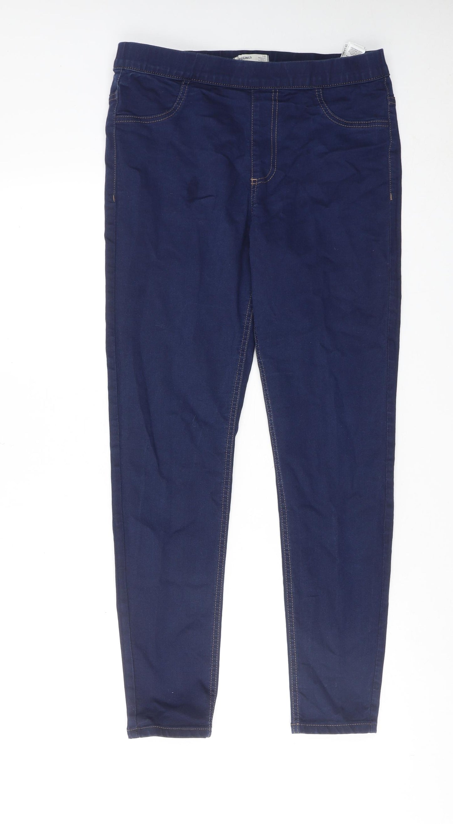 Marks and Spencer Womens Blue Cotton Jegging Jeans Size 14 Regular