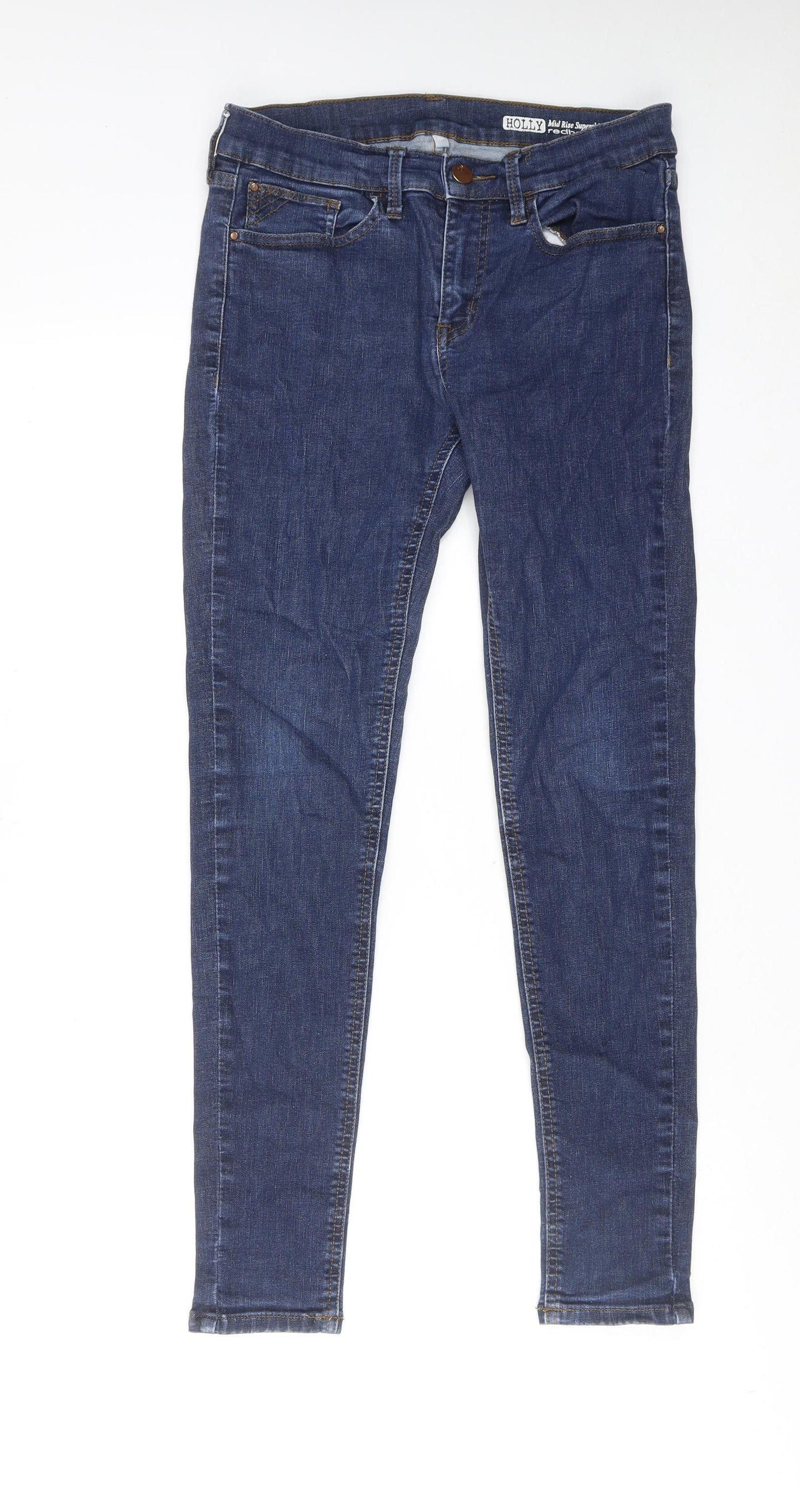 Red Herring Womens Blue Cotton Skinny Jeans Size 10 Regular Zip - Mid rise
