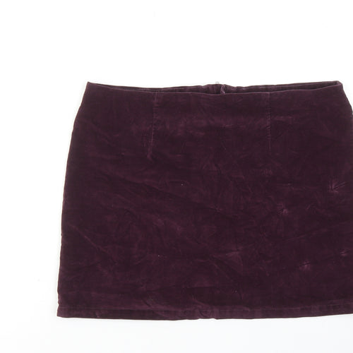 Warehouse Womens Red Cotton A-Line Skirt Size 10 Zip
