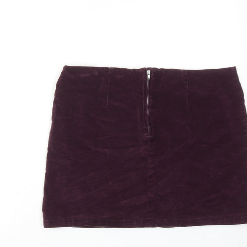 Warehouse Womens Red Cotton A-Line Skirt Size 10 Zip