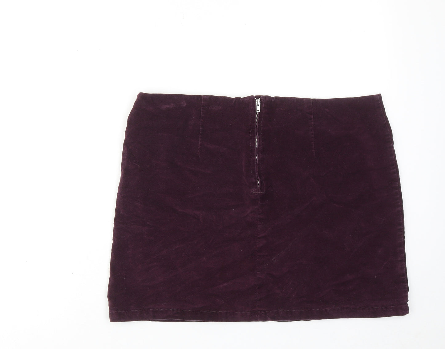 Warehouse Womens Red Cotton A-Line Skirt Size 10 Zip
