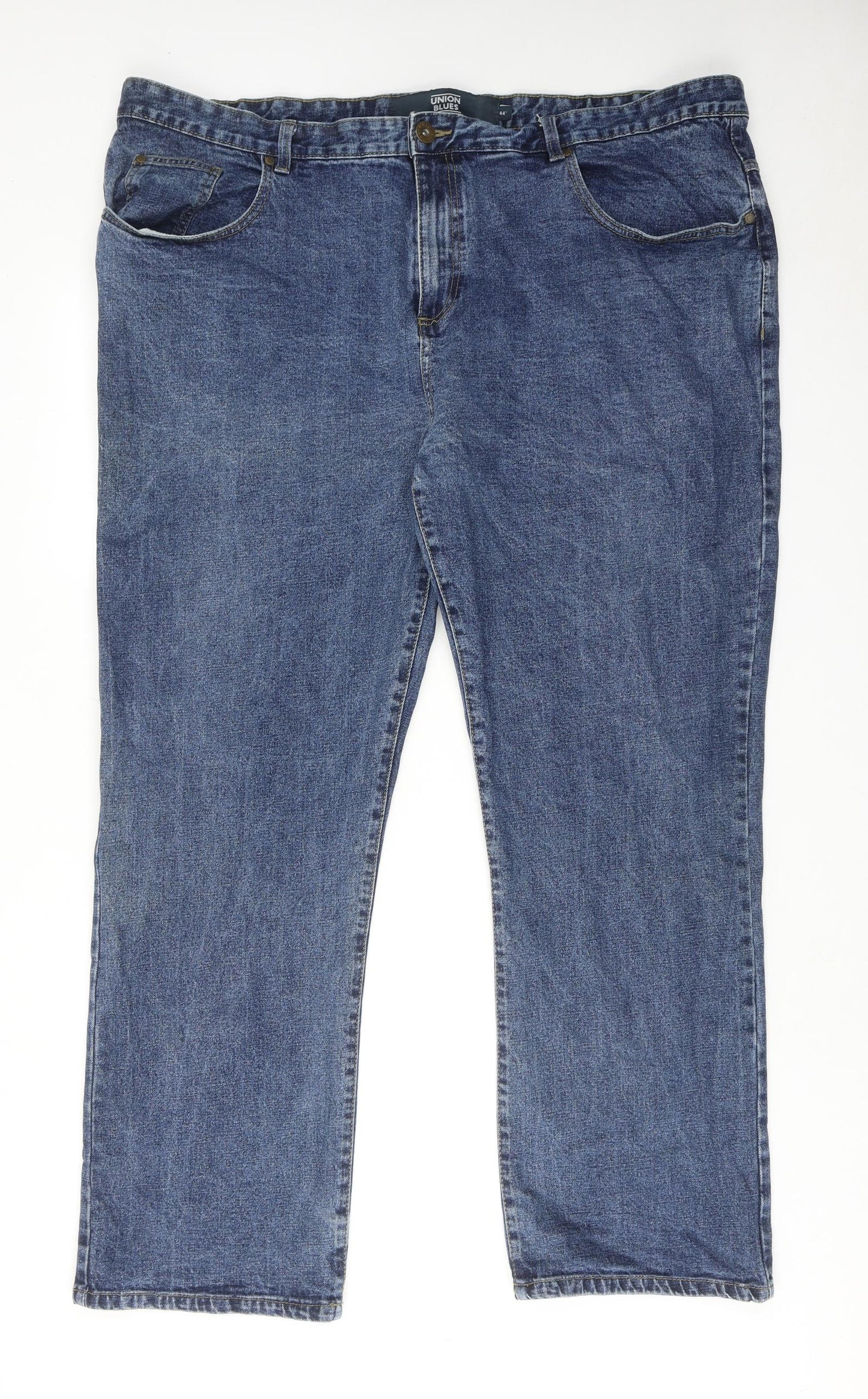 Union Blues Mens Blue Cotton Straight Jeans Size 44 in Regular Zip