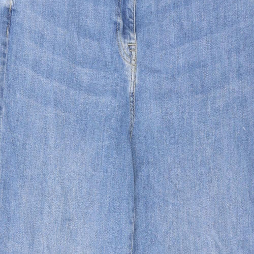 NEXT Womens Blue Cotton Straight Jeans Size 16 Regular Zip