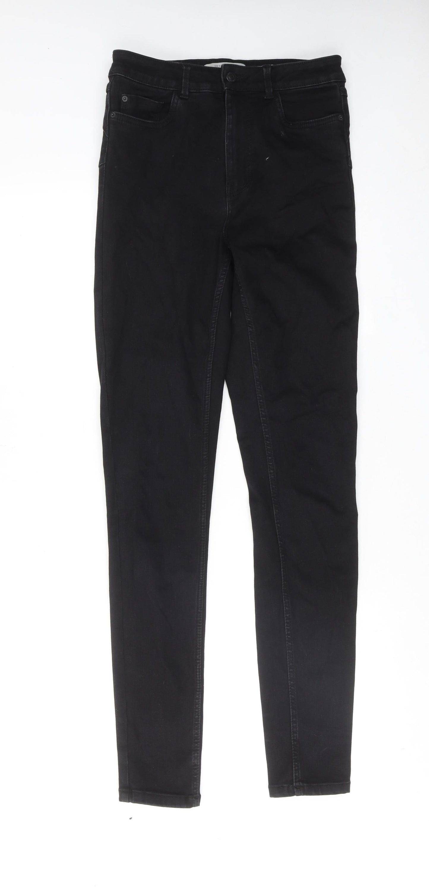 New Look Womens Black Cotton Skinny Jeans Size 10 Regular Zip