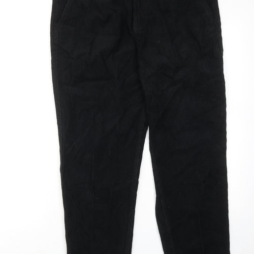 H&M Mens Black Cotton Trousers Size 34 in Regular Zip