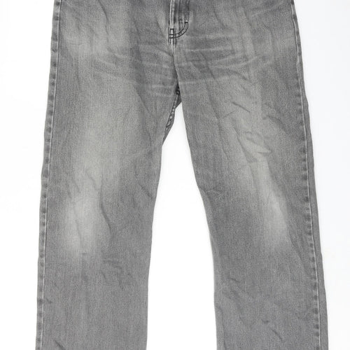 Blue Harbour Mens Grey Cotton Straight Jeans Size 36 in L29 in Regular Zip