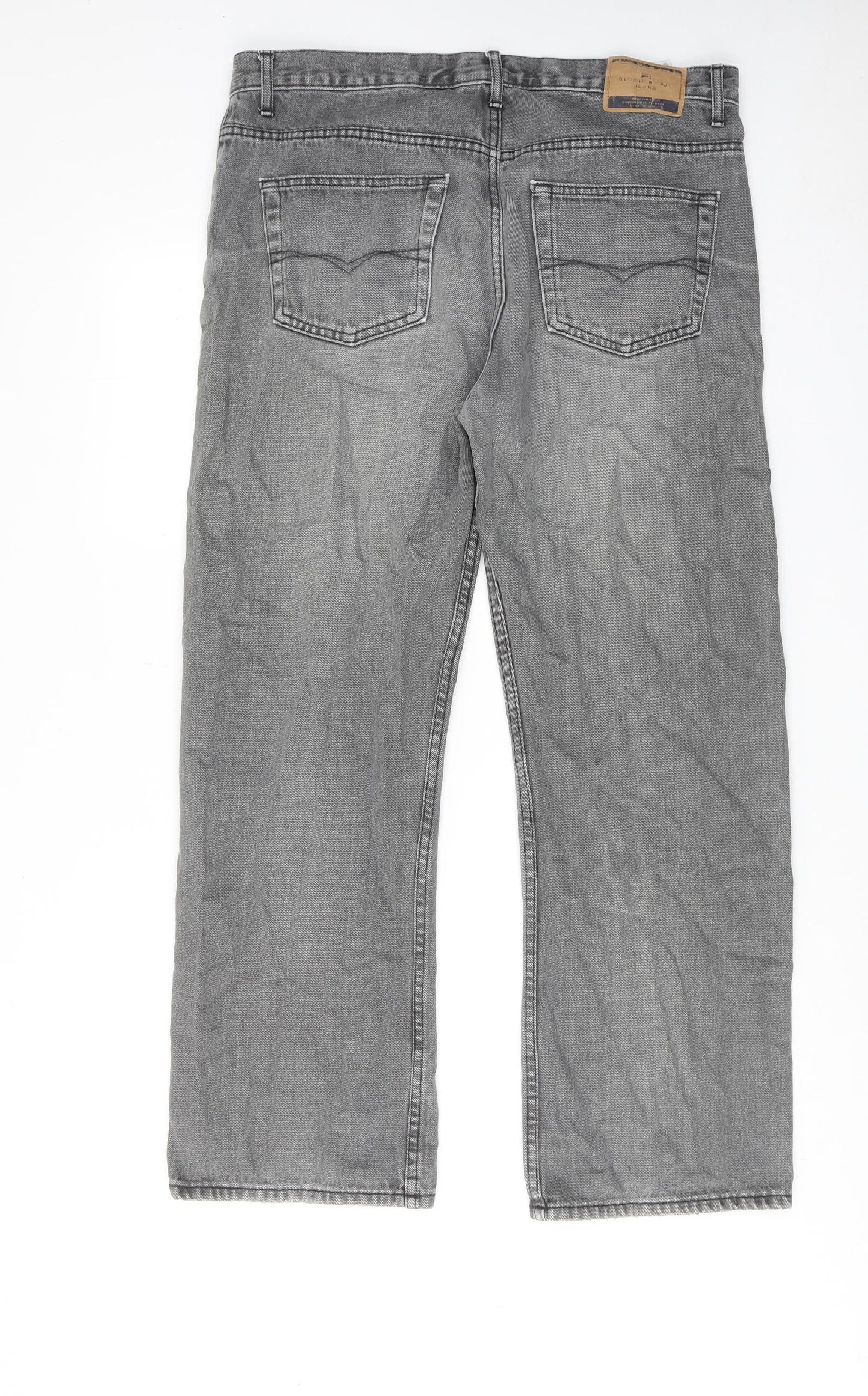 Blue Harbour Mens Grey Cotton Straight Jeans Size 36 in L29 in Regular Zip