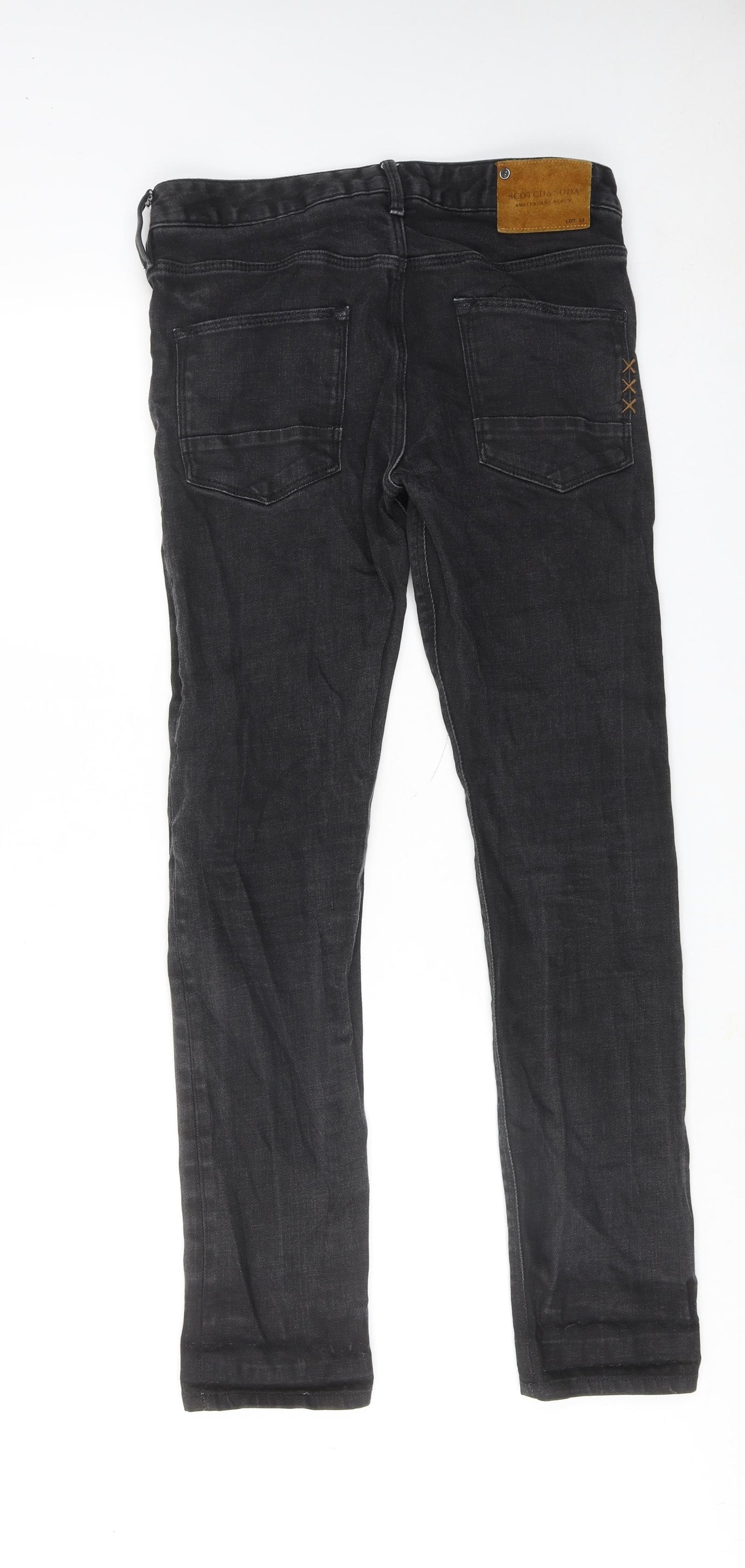 Scotch & Soda Mens Black Cotton Skinny Jeans Size 30 in L32 in Regular Zip