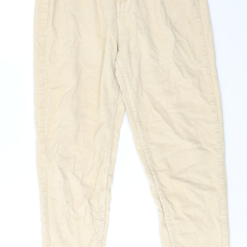 Bershka Womens Beige Cotton Trousers Size 10 Regular Zip