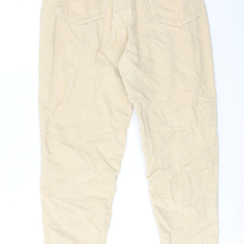 Bershka Womens Beige Cotton Trousers Size 10 Regular Zip