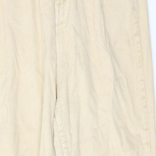 Bershka Womens Beige Cotton Trousers Size 10 Regular Zip
