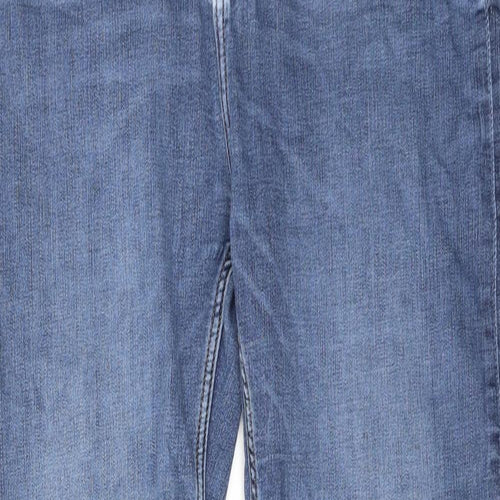 Marks and Spencer Womens Blue Cotton Straight Jeans Size 16 Regular Zip