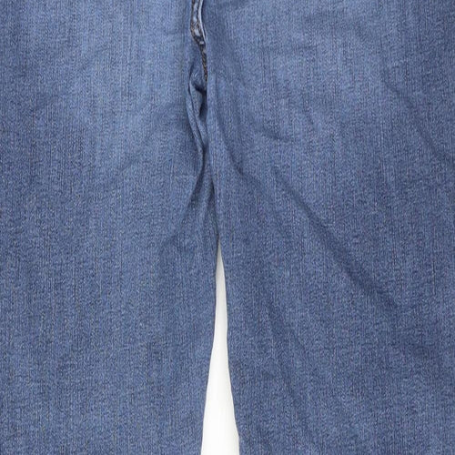 Marks and Spencer Womens Blue Cotton Straight Jeans Size 16 Regular Zip