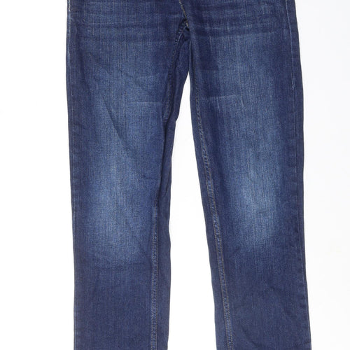 Blue Zoo Boys Blue Cotton Straight Jeans Size 13 Years Slim Zip