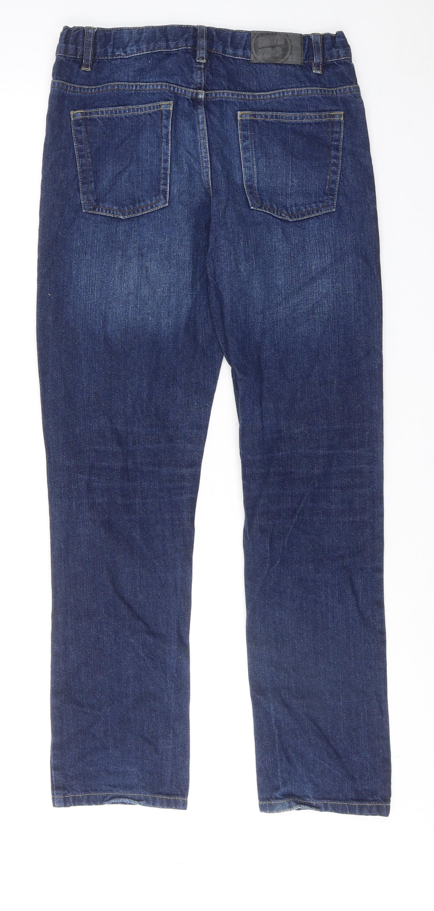 Blue Zoo Boys Blue Cotton Straight Jeans Size 13 Years Slim Zip