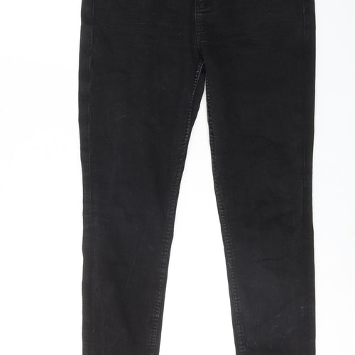 Marks and Spencer Womens Black Cotton Skinny Jeans Size 12 Regular Zip