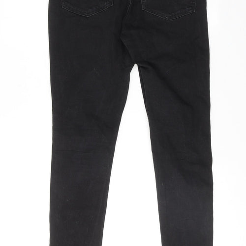Marks and Spencer Womens Black Cotton Skinny Jeans Size 12 Regular Zip