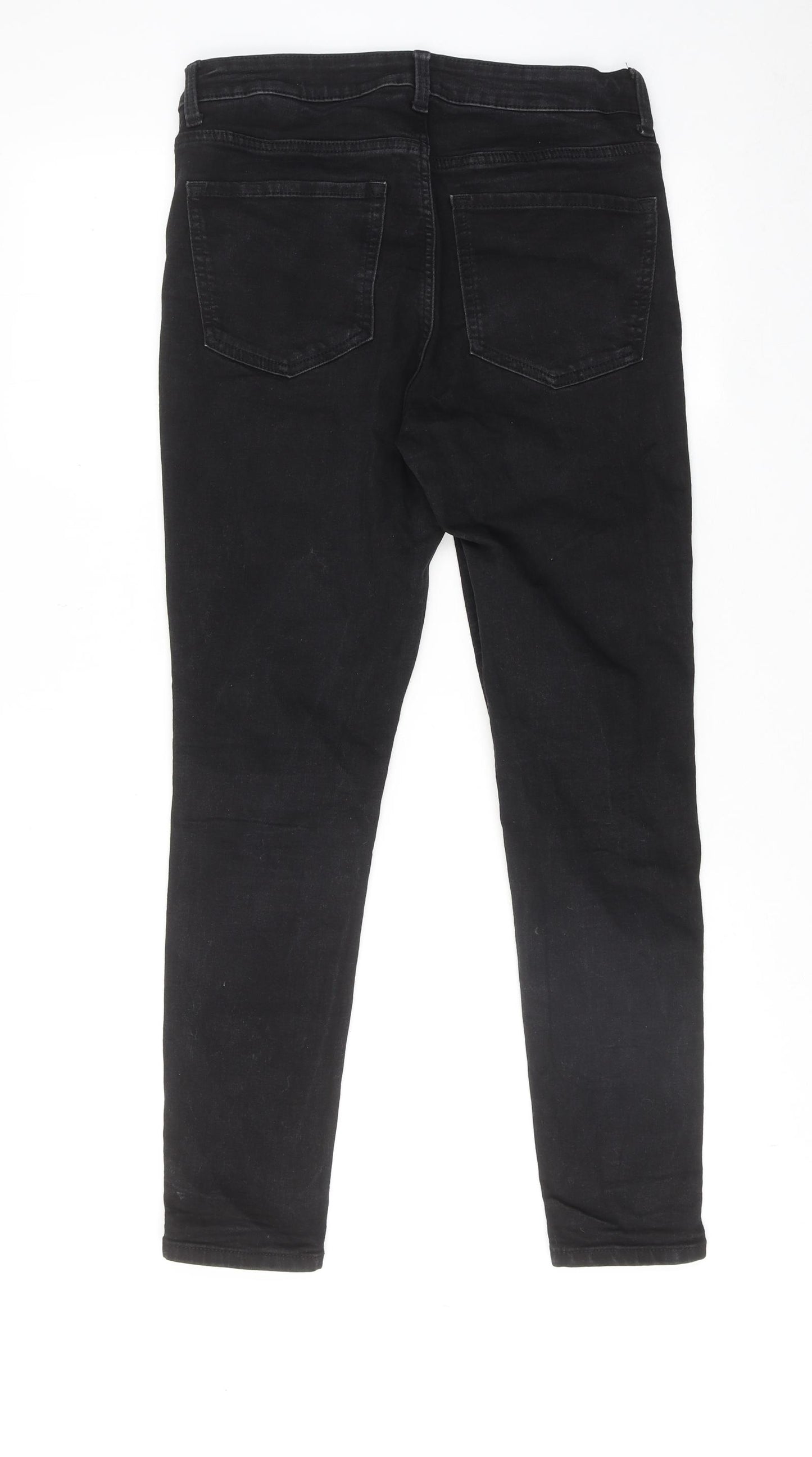 Marks and Spencer Womens Black Cotton Skinny Jeans Size 12 Regular Zip